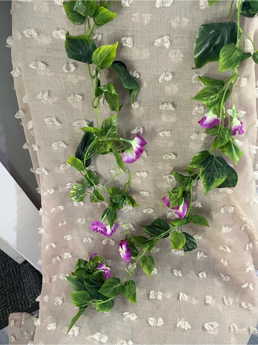 Artificial Morning Glory Vine Garland - Purple/Green -